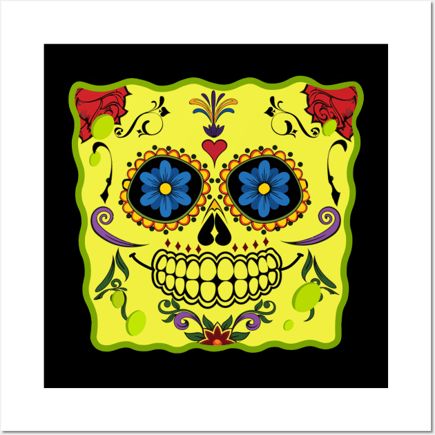 Spongebob Squarepants Sugar Skull Wall Art by karutees